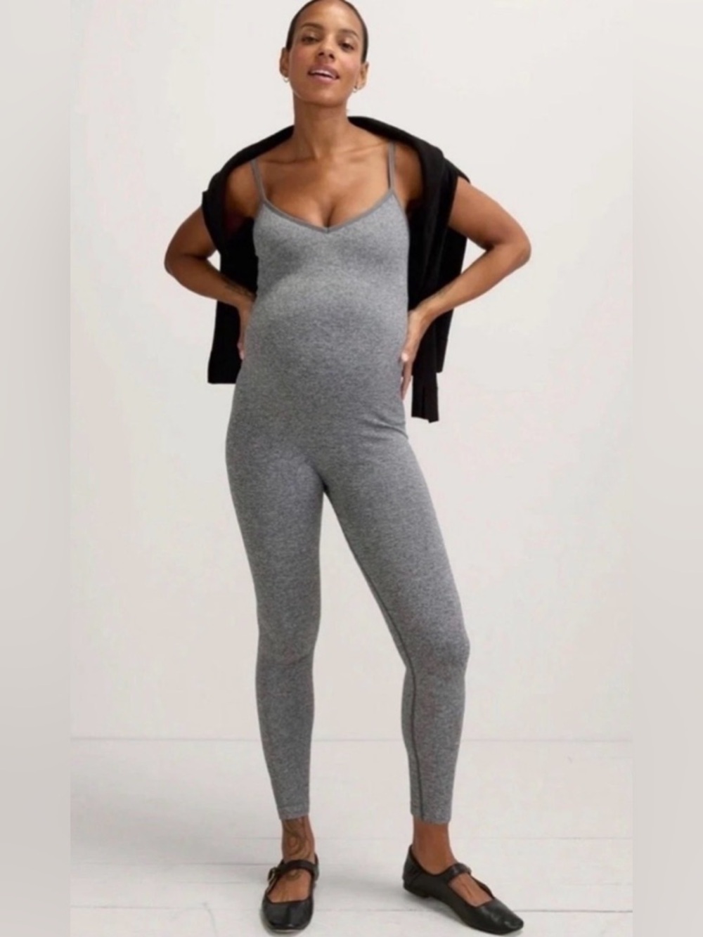 Hatch The Body Rib Unitard Maternity In Grey,Size M,Stretch - Picture 1 of 6